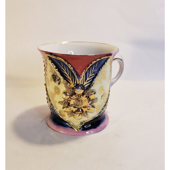 Karlsbad Cherub Lithophane Shaving Mug Pink Blue Gold - Picture 1 of 10